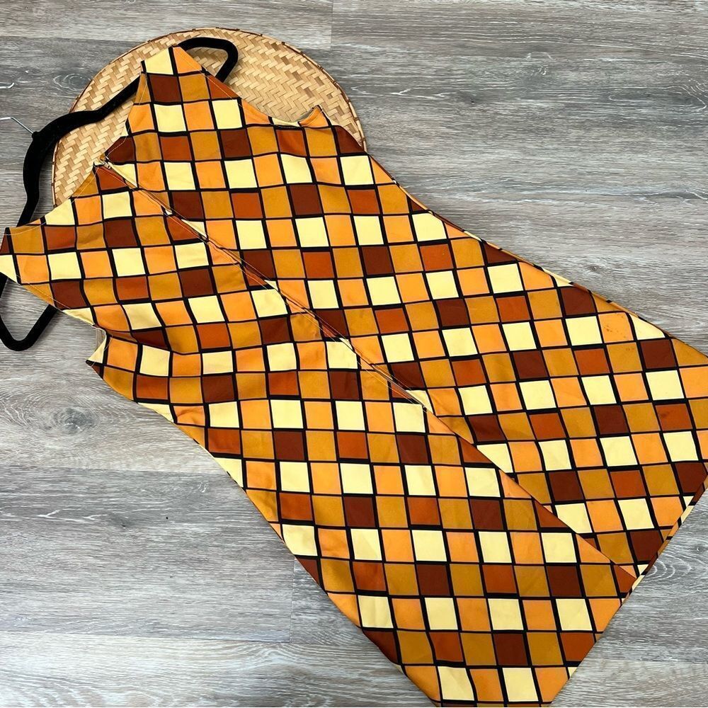 Vintage 90’s‎ does 70’s geometric diamond browns mini dress clueless spice girls - Picture 5 of 9